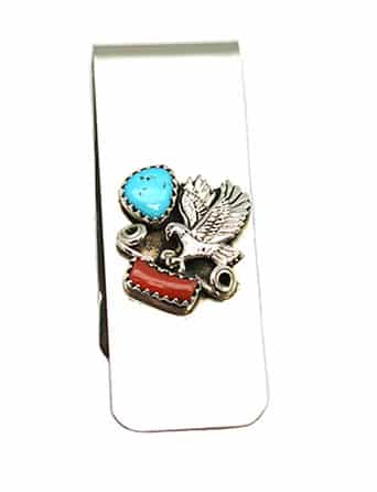 Turquoise & Coral Eagle Money Clip