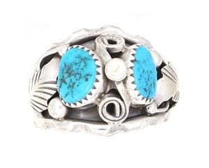 Two Stone Turquoise Mens Ring