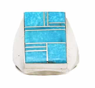 Inlay Turquoise Mens Ring