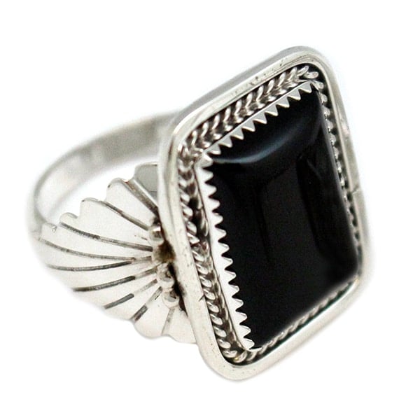Rectangle Black Onyx Men's Ring