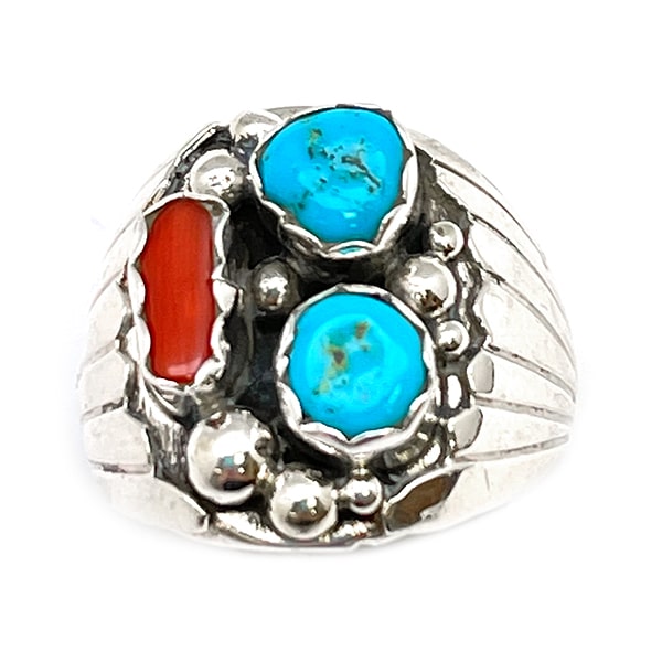 Turquoise & Coral Men's Ring