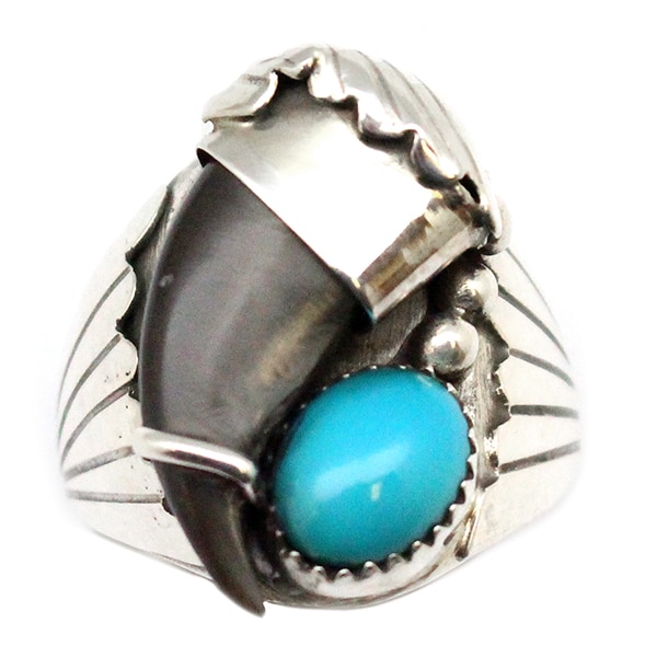 Turquoise Bear Claw Men's Ring