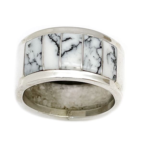 Inlay White Buffalo Band Ring (click for sizes available)