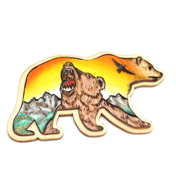 Painted Wood Bear Magnet