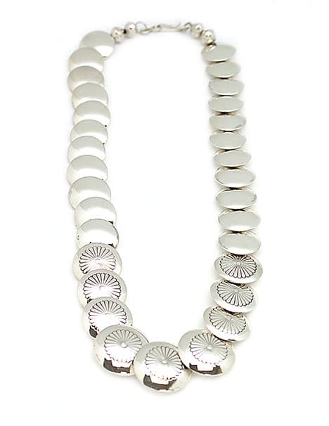 Flat Silver Bead Necklace