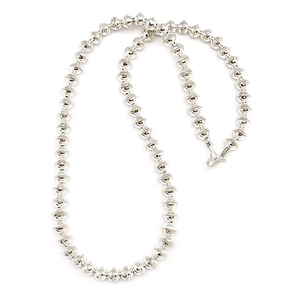Silver Seamed Bead (Navajo Pearl) Necklace