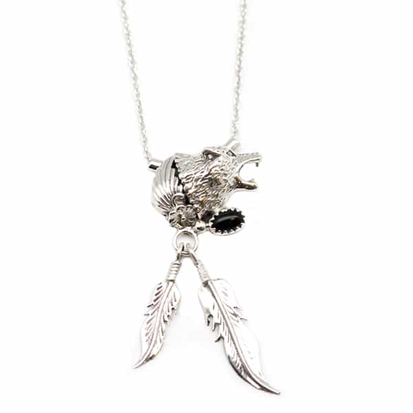 Black Onyx Wolf Slider Necklace