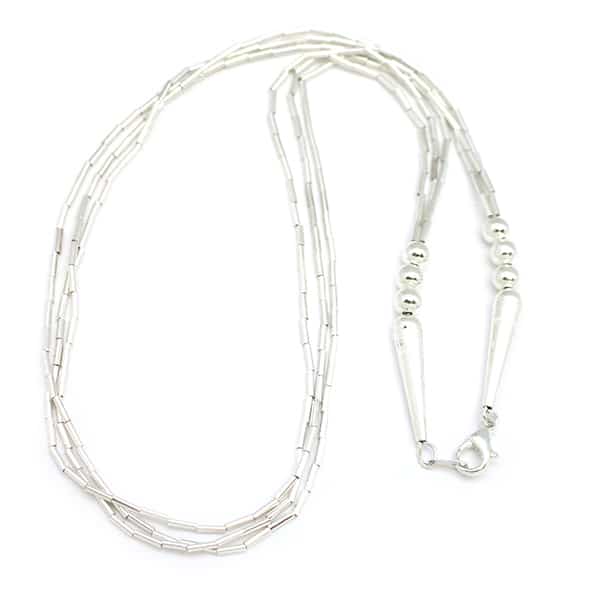3 Strand Silver Heishi Necklace