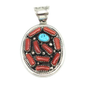 Turquoise & Coral Cluster Pendant