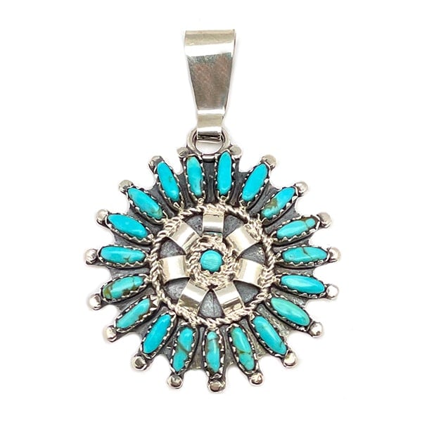 Turquoise Needlepoint Pendant