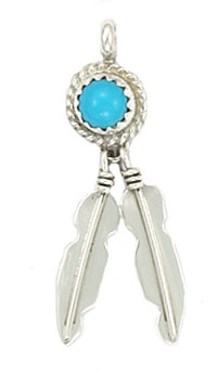 Turquoise & Feather Pendant (Click For Colors Available)