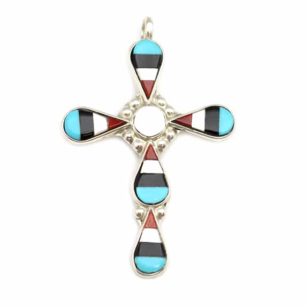 Zuni Inlay Cross Pendant