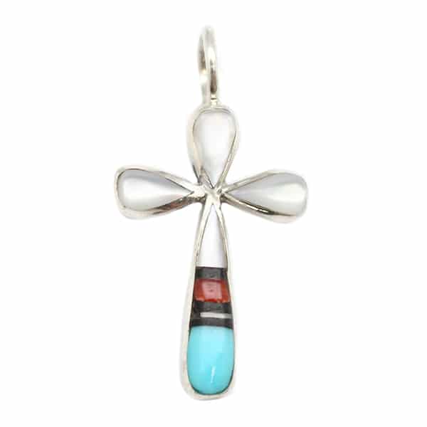 Multi Color Inlay Cross Pendant