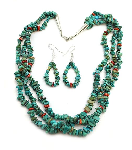 Three Strand Turquoise Necklace Set