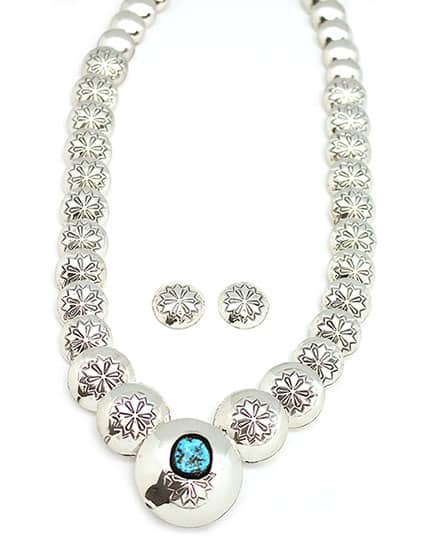 Silver Beaded Set with Turquoise