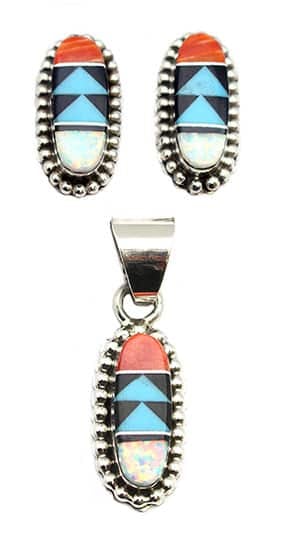 Multi Color Earring & Pendant Set