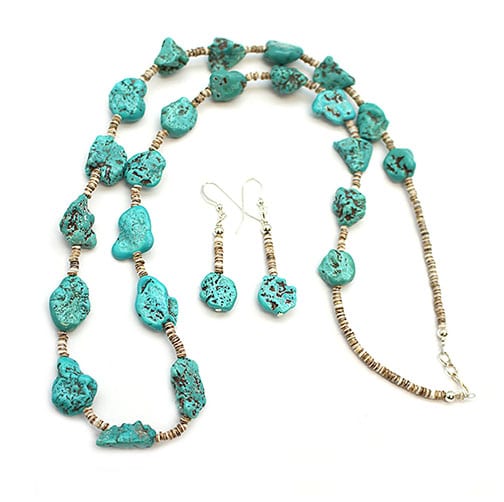 Turquoise Nugget Necklace & Earring