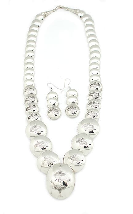 Flat Bead Stamp Necklace Set