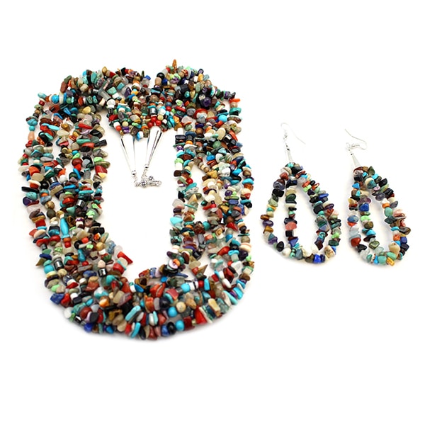 7 Strand Multi Color Necklace / Earring Set