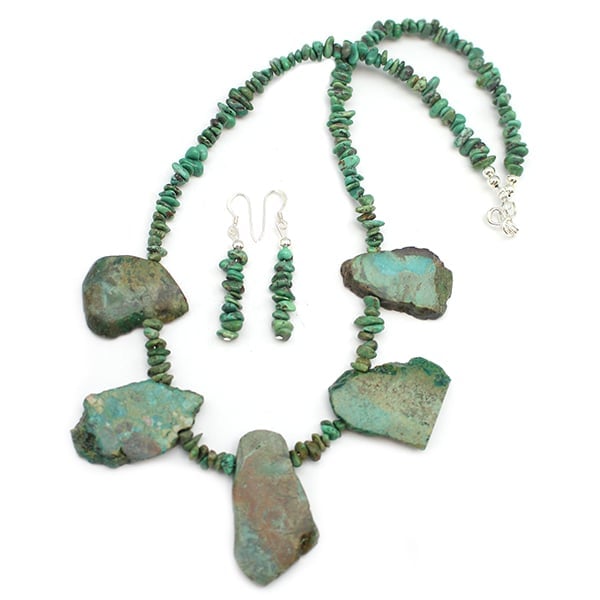 Turquoise Nugget Slab Necklace / Earring Set