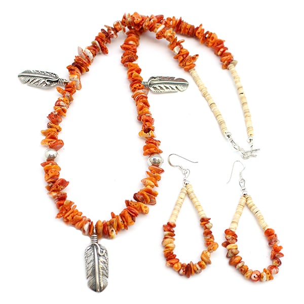 Spiny Oyster Charm Necklace / Earring Set
