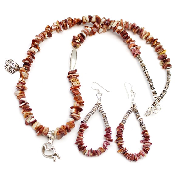 Spiny Oyster Charm Necklace / Earring Set - Image 2