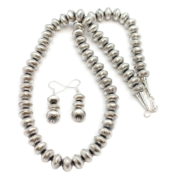 Silver Bead Necklace / Earring Set