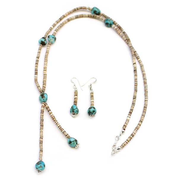 Turquoise & Heishi Lariat "Y" Necklace Set