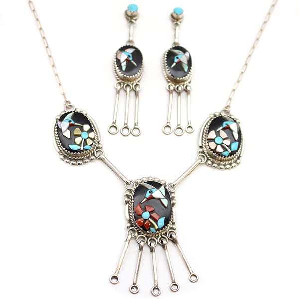 Zuni Hummingbird Necklace Set