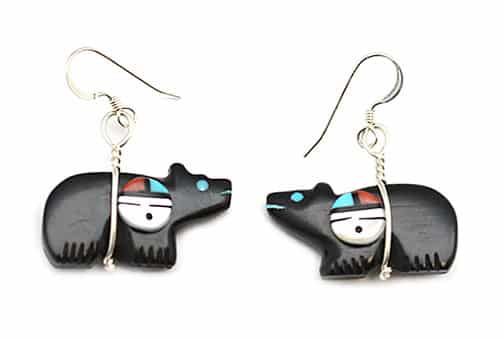 Carved Bear Sunface Earring (click for colors available)