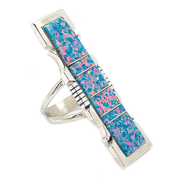 Blue Opal Inlay Ladies Ring (click for colors & sizes available)