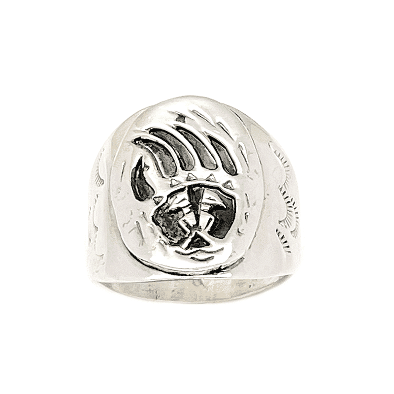 All Silver Bear Paw Men's Ring