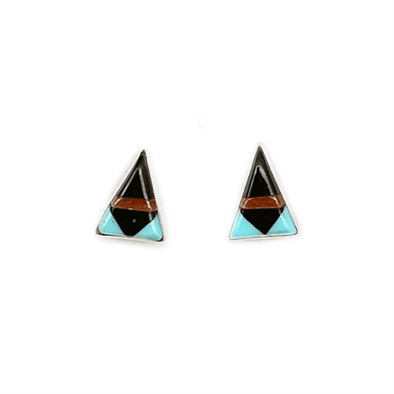 Multi Color Inlay Triangle Earrings