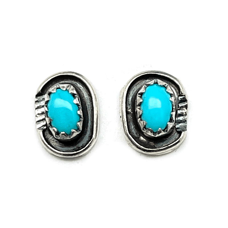 Small Oval Turquoise Post Earrings