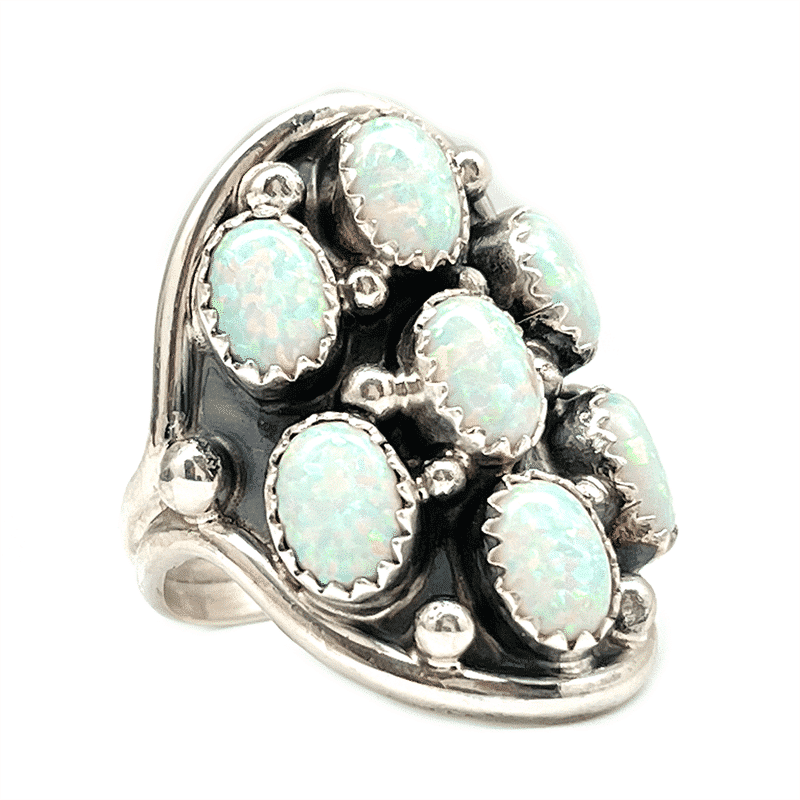 White Opal Women's Saddle Ring