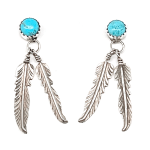 Turquoise Feather Earrings