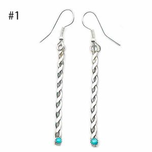 Silver Twisted Earring with Turquoise