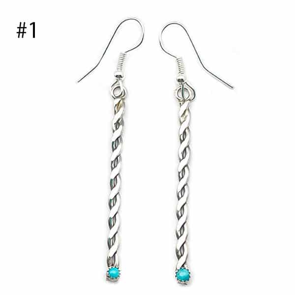Silver Twisted Earring with Turquoise