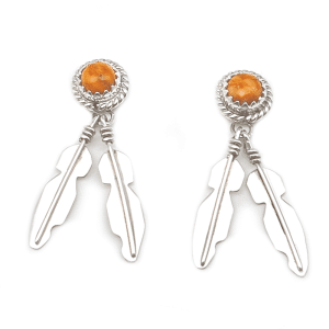 Spiny Oyster with Feather Earrings
