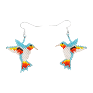 Seed Bead Hummingbird Earring