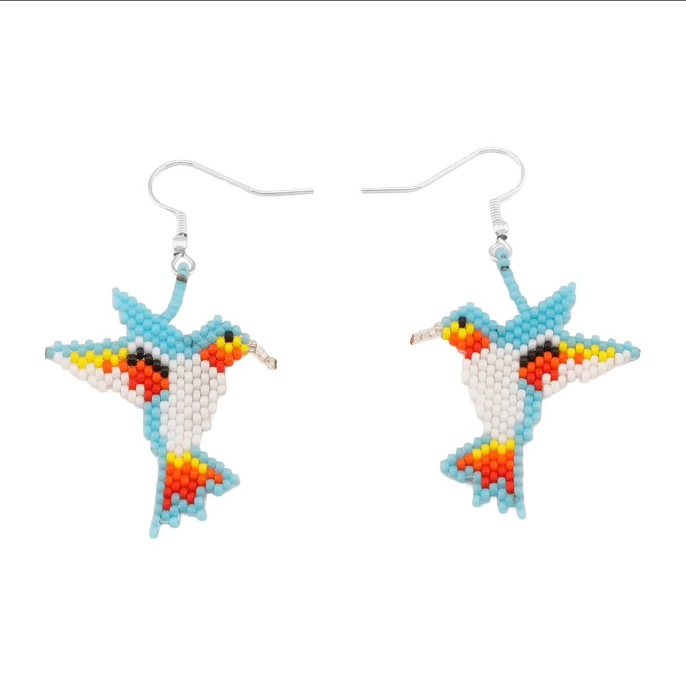 Seed Bead Hummingbird Earring