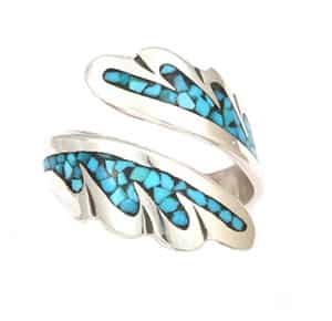 Turquoise and Coral Adjustable Ring - Image 2