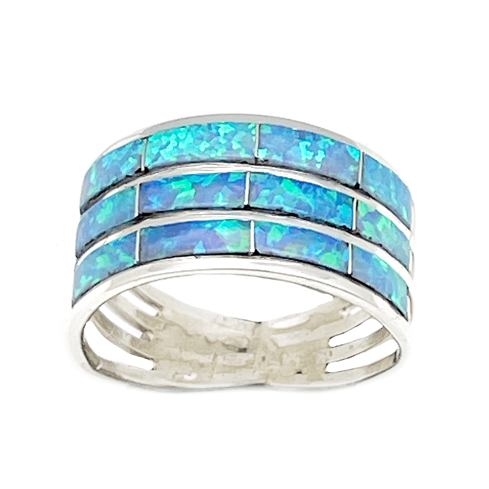 3 Row Opal Inlay Ring