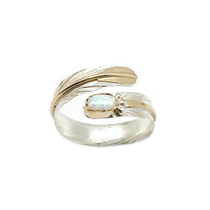 Adjustable Feather Turquoise Women's Ring
