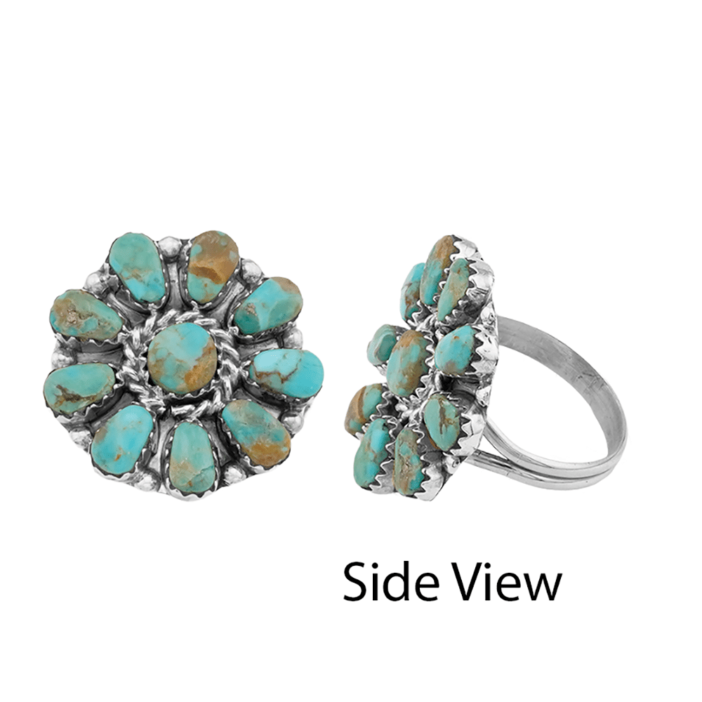 Compressed Turquoise Cluster Ring