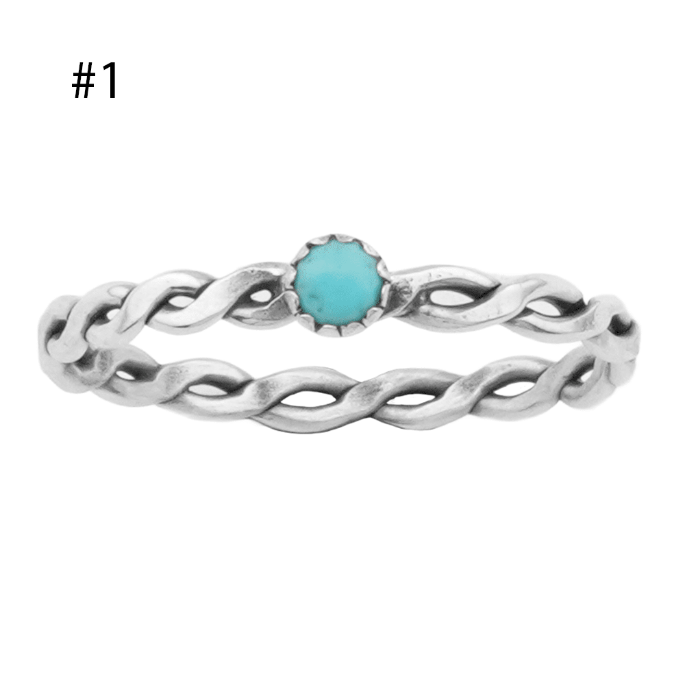 Small Twist Wire Turquoise Rings