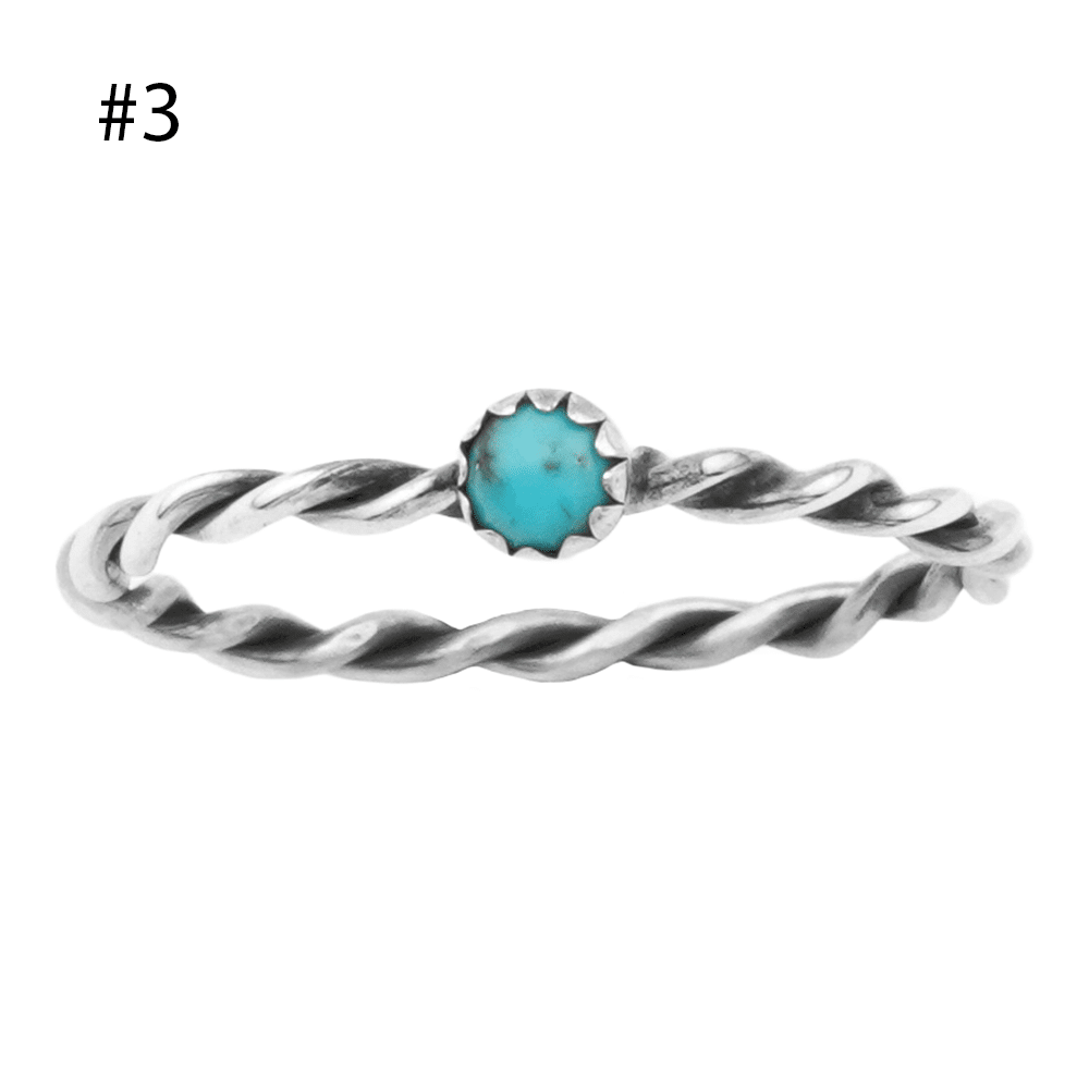 Small Twist Wire Turquoise Rings - Image 3