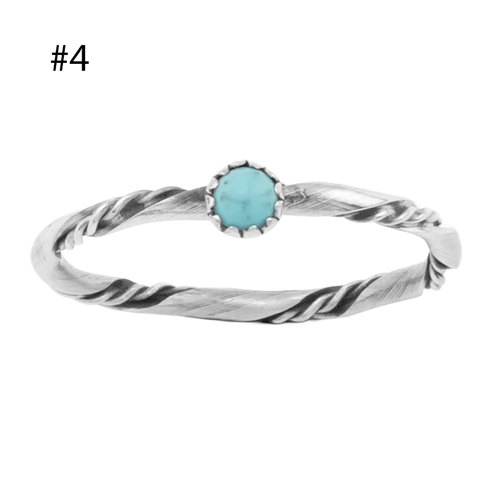 Small Twist Wire Turquoise Rings - Image 4