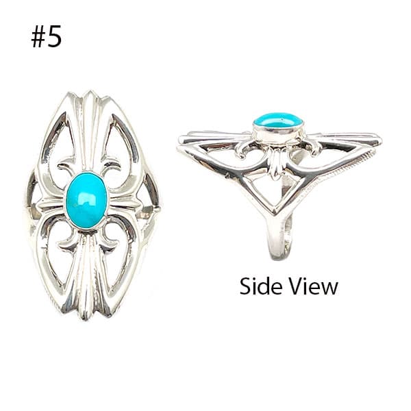 Assorted Design Cast Women's Rings with Turquoise - Image 2