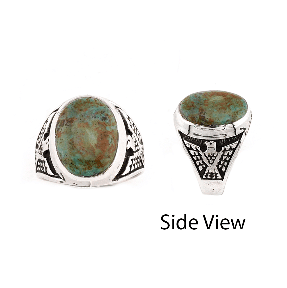 Turquoise Inlay Thunderbird Ring - Image 2
